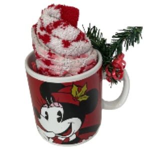 Disney MINNIE MOUSE Coffee Galerie Jumbo 24 oz Mug and Fuzzy Socks GIFT SET